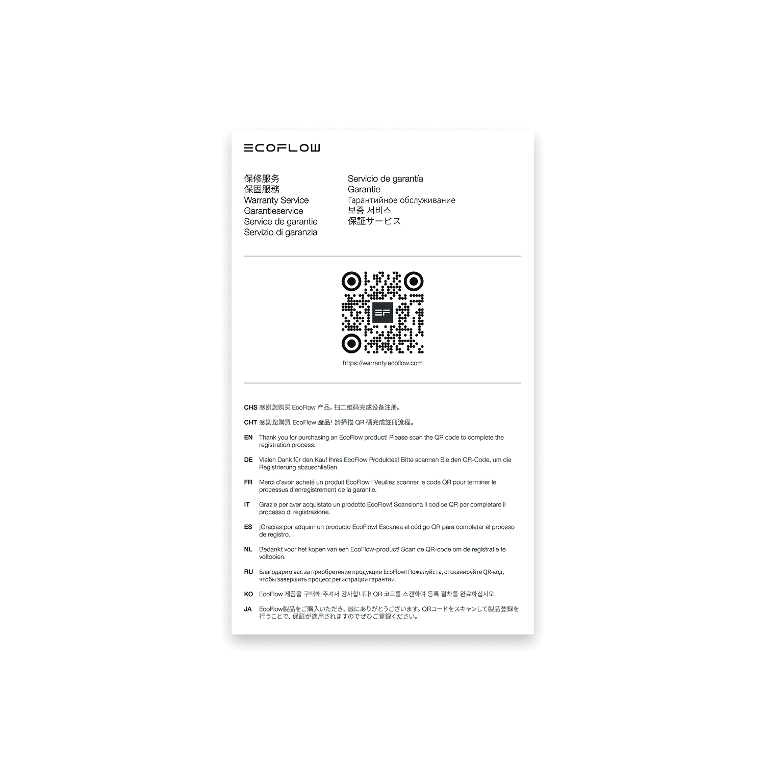 Carte de garantie × 1