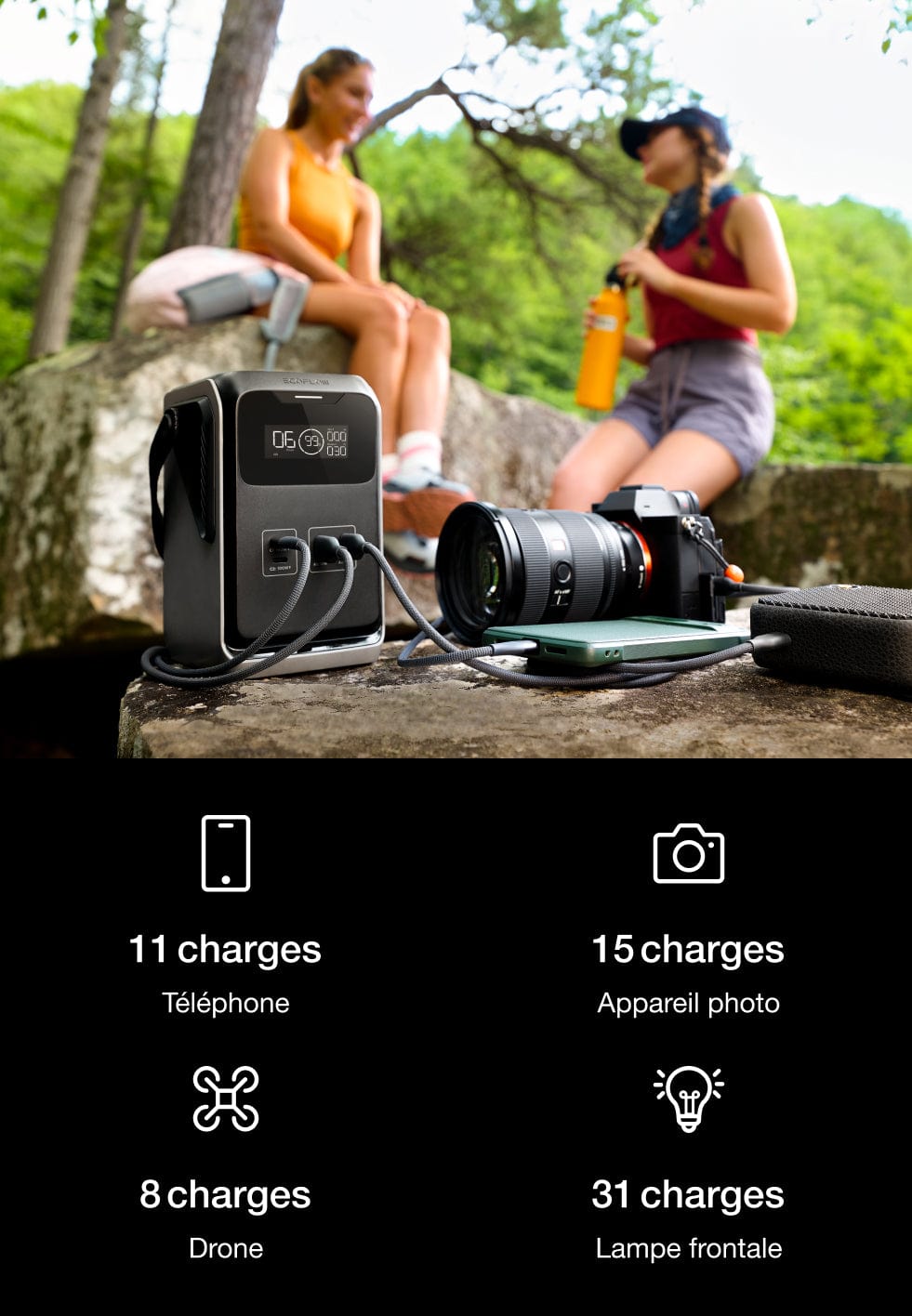 Alimentez tous les scénarios, <br>du camping à la randonnée