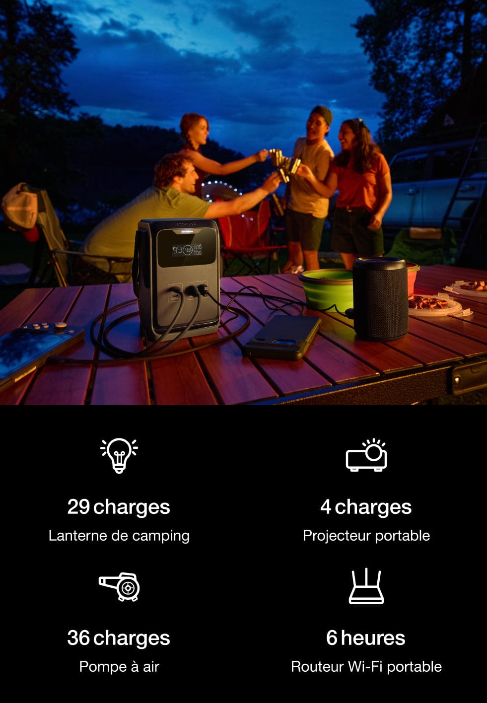 Alimentez tous les scénarios, <br>du camping à la randonnée