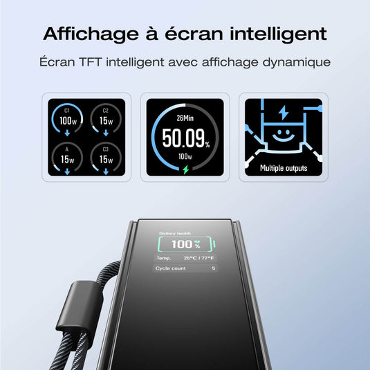 Batterie externe EcoFlow RAPID (25 000 mAh, 170 W, 100 W, câbles rétractables intégrés)