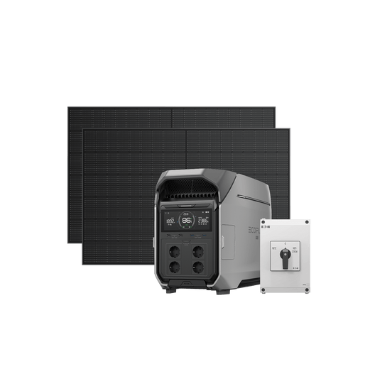 Batterie solaire domestique EcoFlow DELTA Pro 3 DELTA Pro 3 + Commutateur de transfert manuel / Panneau solaire rigide de 400 W (2 pièces)