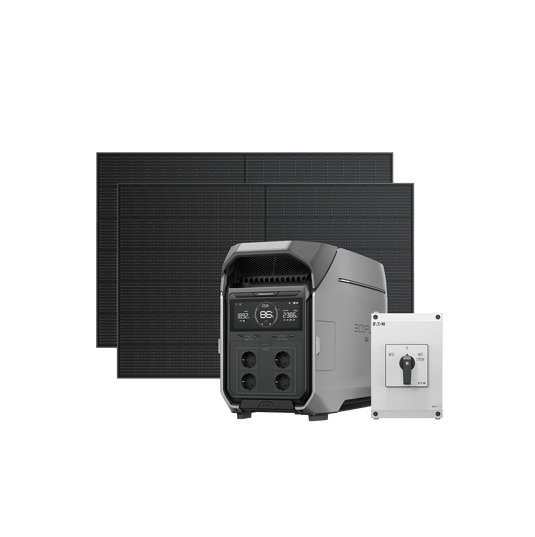 Batterie solaire domestique EcoFlow DELTA Pro 3 DELTA Pro 3 + Commutateur de transfert manuel / Panneau solaire rigide de 400 W (2 pièces)
