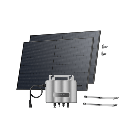 EcoFlow STREAM Adjustable Facade Kit 45° Wall / (1040Wp) 2 _ 520W Rigid Solar Panel + STREAM Microinverter / Bracket Adjustable: Facade