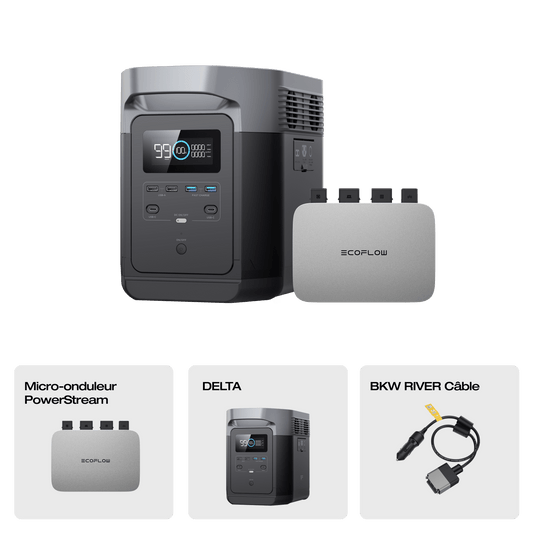 Station électrique portable EcoFlow DELTA (reconditionnée) DELTA 1300 (reconditionnée) + Micro-onduleur PowerStream 800 W (Câble de batterie inclus)