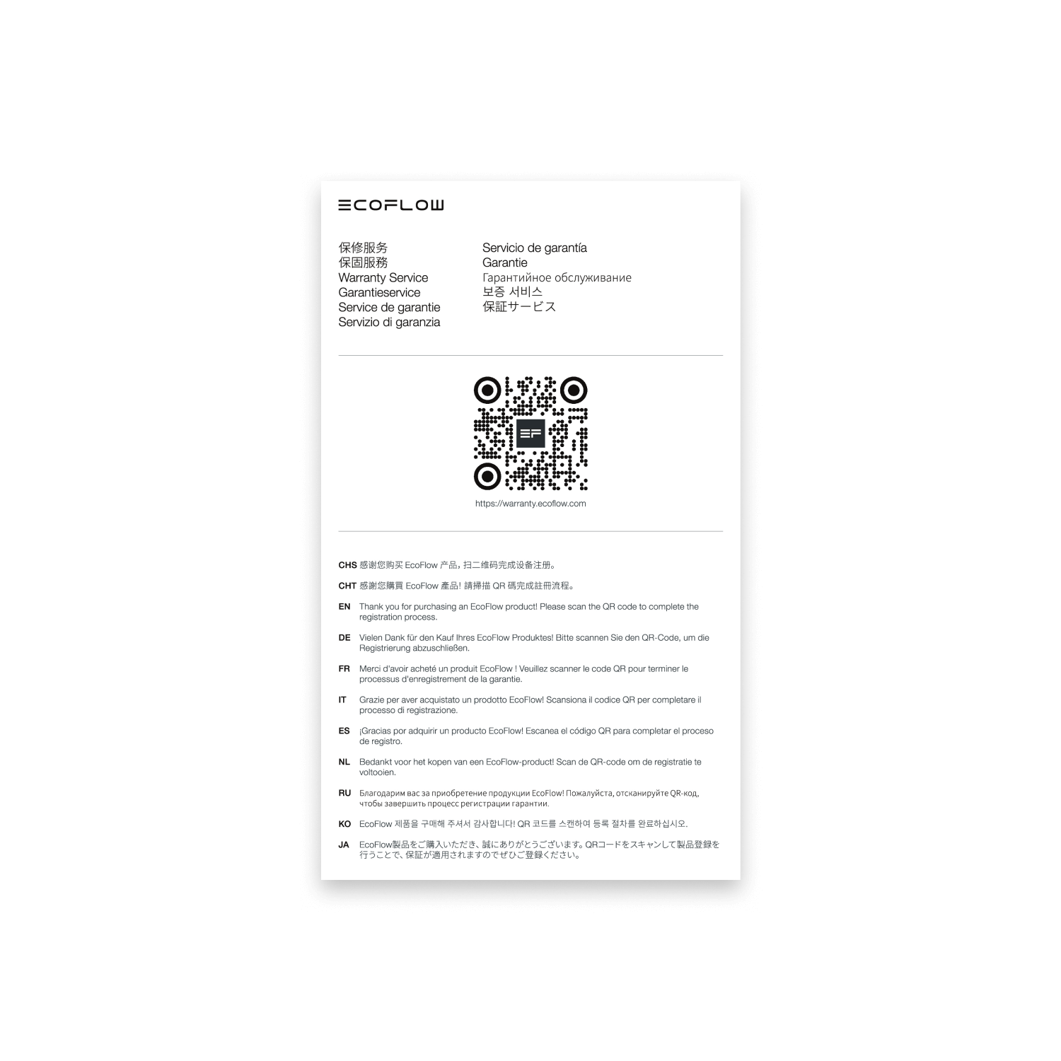 Carte de garantie × 1
