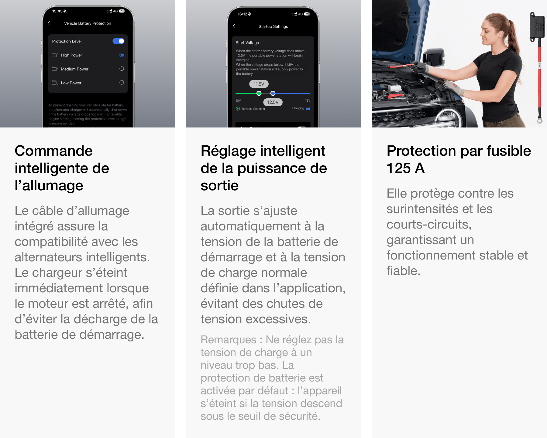 Plus sûr - Protection renforcée de l’alternateur et de la batterie de démarrage