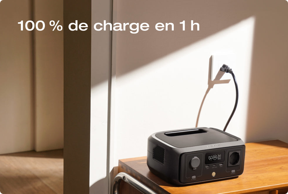 4 options de charge, 100 % de charge en 1 h