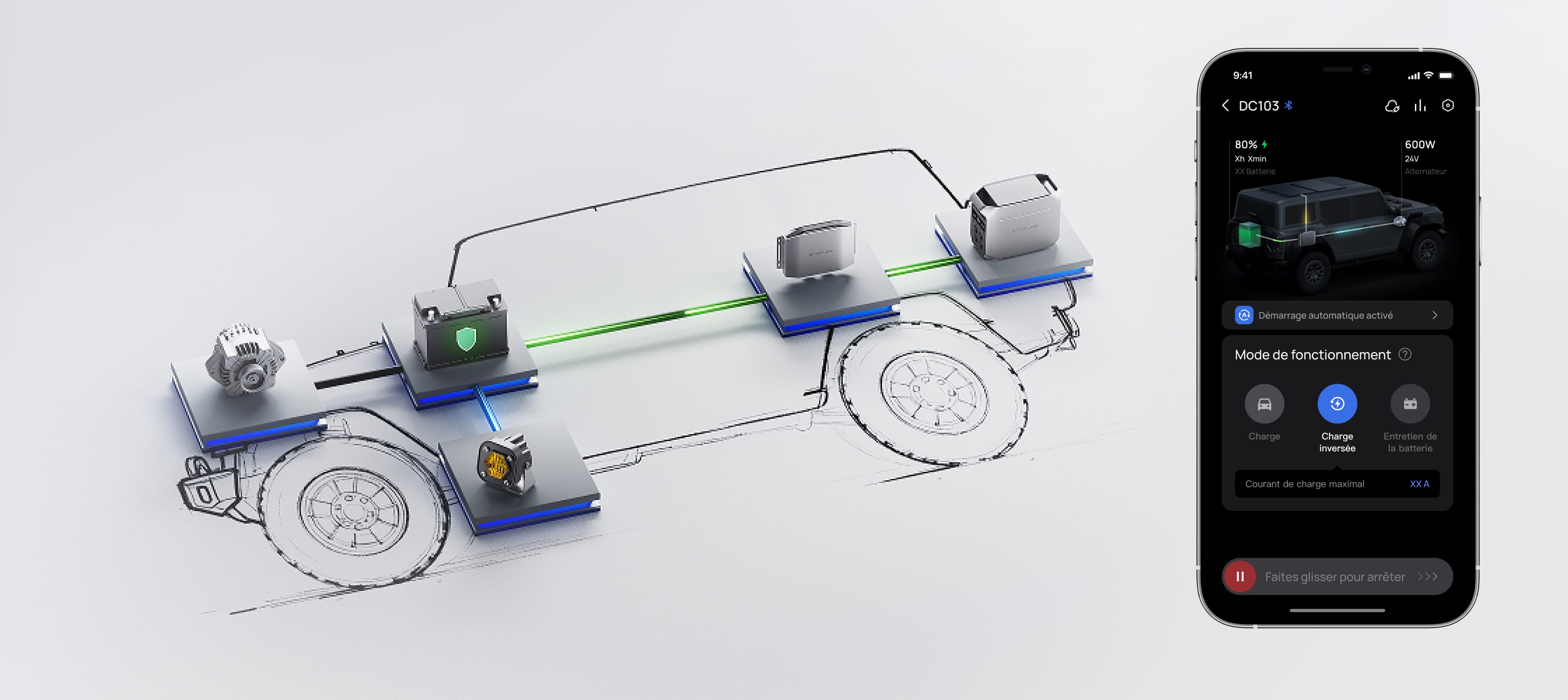 Recharge inversée pour la protection de la batterie du véhicule