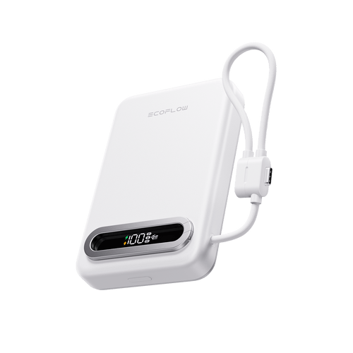 Batterie externe EcoFlow RAPID Mag Qi2.2 (10 000 mAh, 25 W, câble USB-C intégré) Blanc nacré