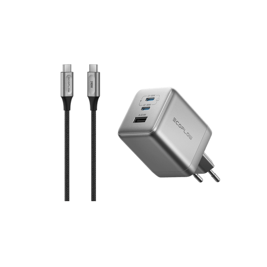 Chargeur EcoFlow RAPID Pro (100 W, 3 ports, GaN) RAPID Pro 100W Charger + 240W USB-C to USB-C Nylon Cable