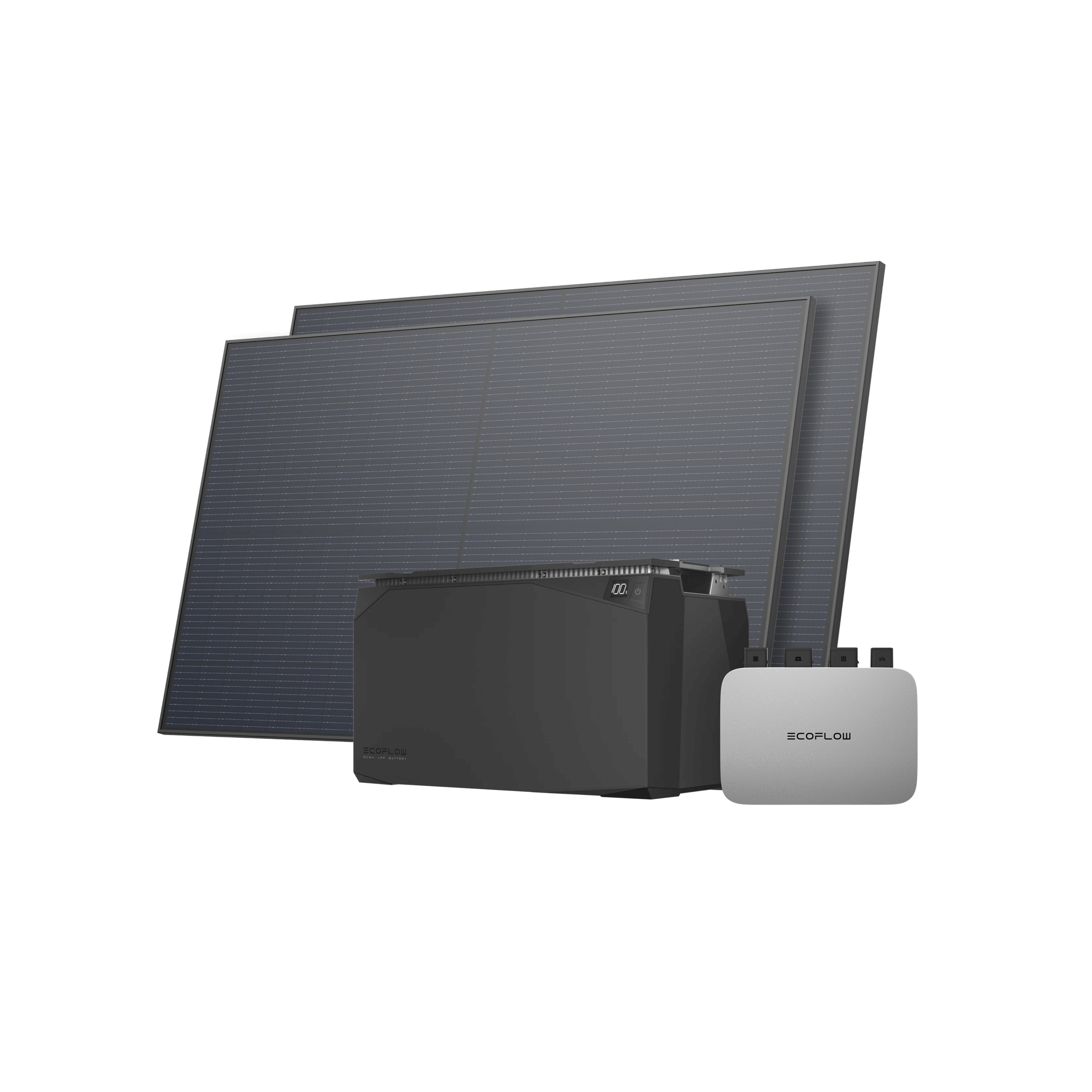 EcoFlow 450W Rigid Solar Panel (2 pieces) 2x Panneau solaire rigide 450 W / PowerStream + Waterproof Battery 5 kWh(BKW DP Cable 0.5m)