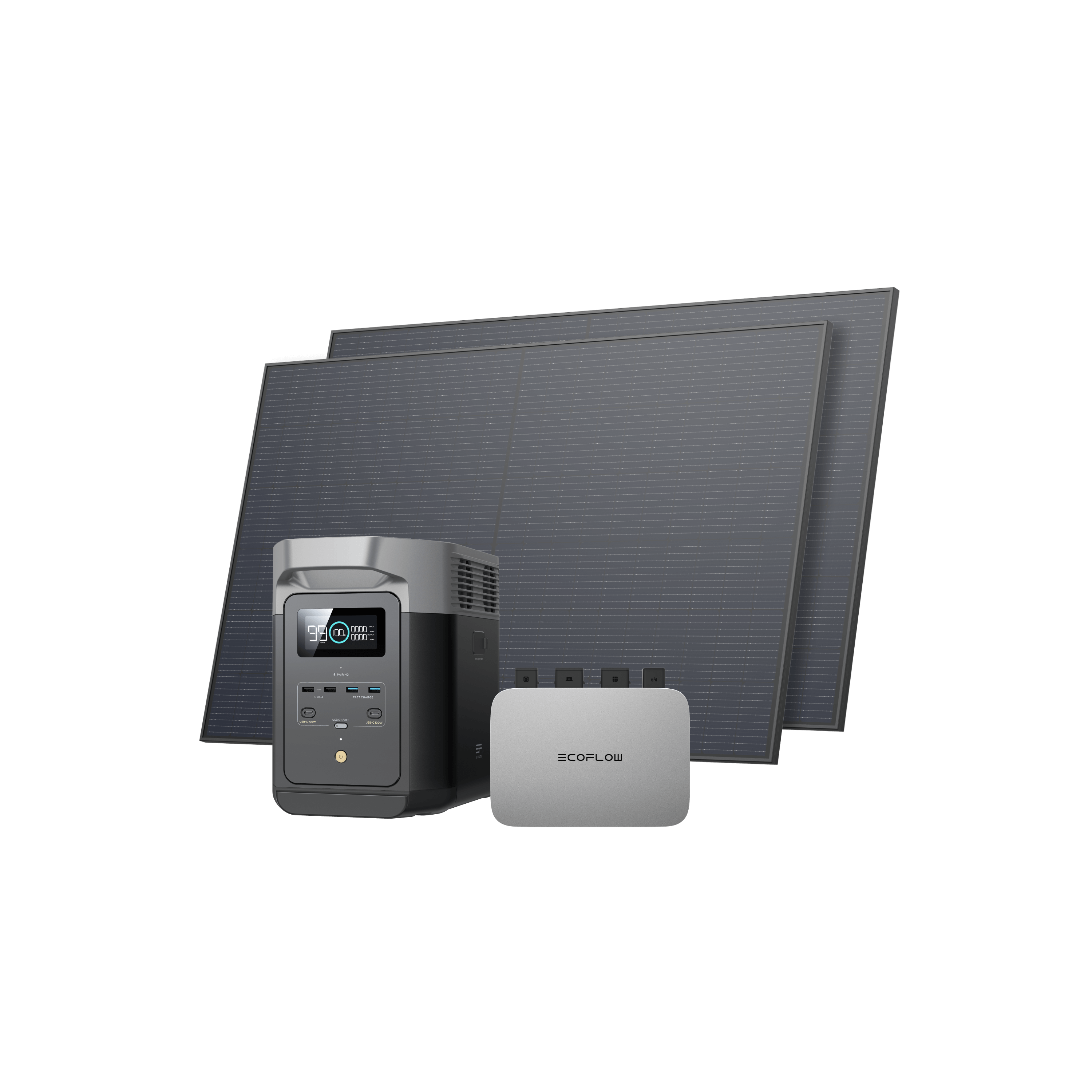 EcoFlow 450W Rigid Solar Panel (2 pieces) 2x Panneau solaire rigide 450 W / PowerStream + DELTA 2(BKW EB Cable 0.4m)