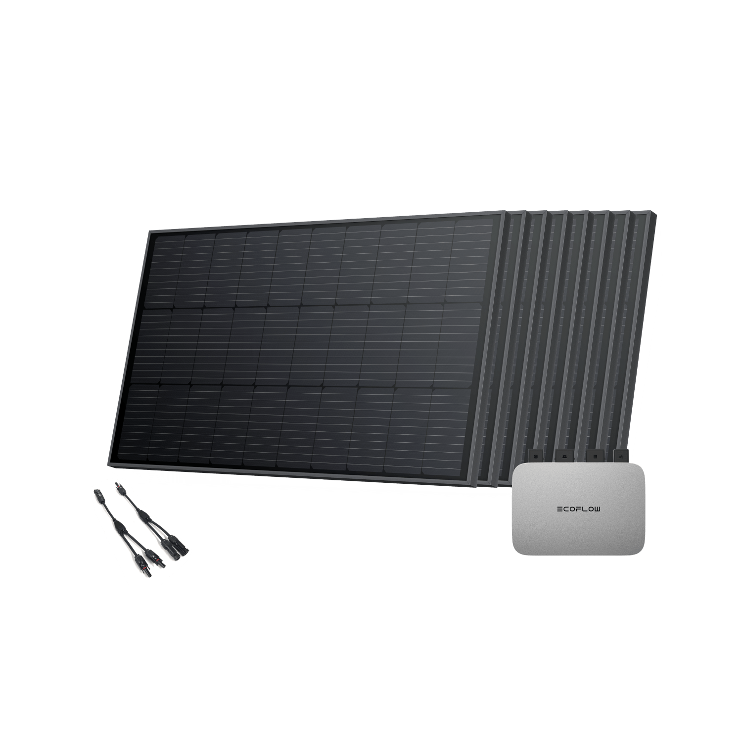 EcoFlow PowerStream Balkonkraftwerk 600W/800W - 100W Starres Solarpanel 600W + 8 x 100W Starres Solarpanel (mit 8 x Montagefüße) + 2 x Parallelverbindungskabel / Ohne