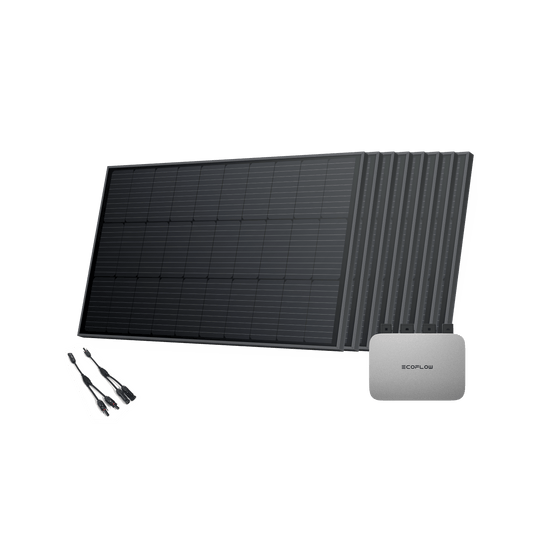 EcoFlow PowerStream Balkonkraftwerk 600W/800W - 100W Starres Solarpanel 600W + 8 x 100W Starres Solarpanel (mit 8 x Montagefüße) + 2 x Parallelverbindungskabel / Ohne