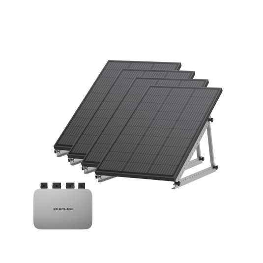 EcoFlow PowerStream Balkonkraftwerk 600W/800W - 100W Starres Solarpanel 600W + 4 x 100W Starres Solarpanel (mit 4 x Montagefüße) / 4 x 28" Kipphalterung