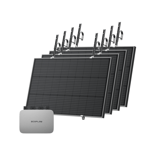 EcoFlow PowerStream Balkonkraftwerk 600W/800W - 100W Starres Solarpanel 600W + 4 x 100W Starres Solarpanel (mit 4 x Montagefüße) / 4 x Balkon-Hakenkit