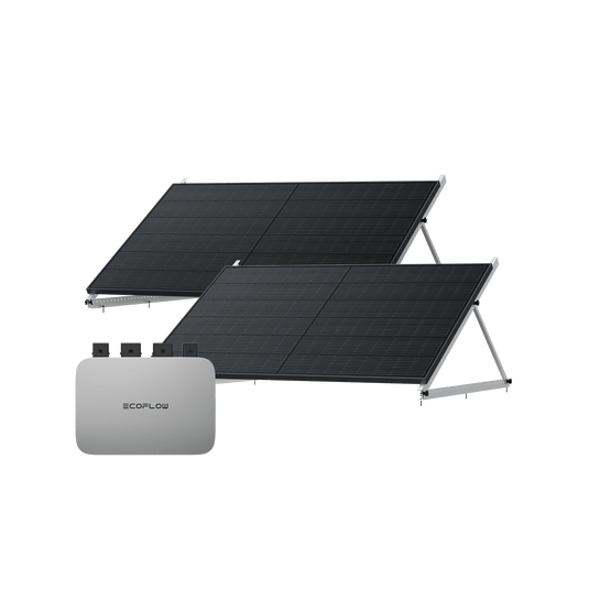 EcoFlow PowerStream Balkonkraftwerk 600W/800W - 400W Starres Solarpanel 600W + 2x 400W Starres Solarpanel (mit 4 x Montagefüße) / 2 x 50" Kipphalterung / 0 % MwSt.
