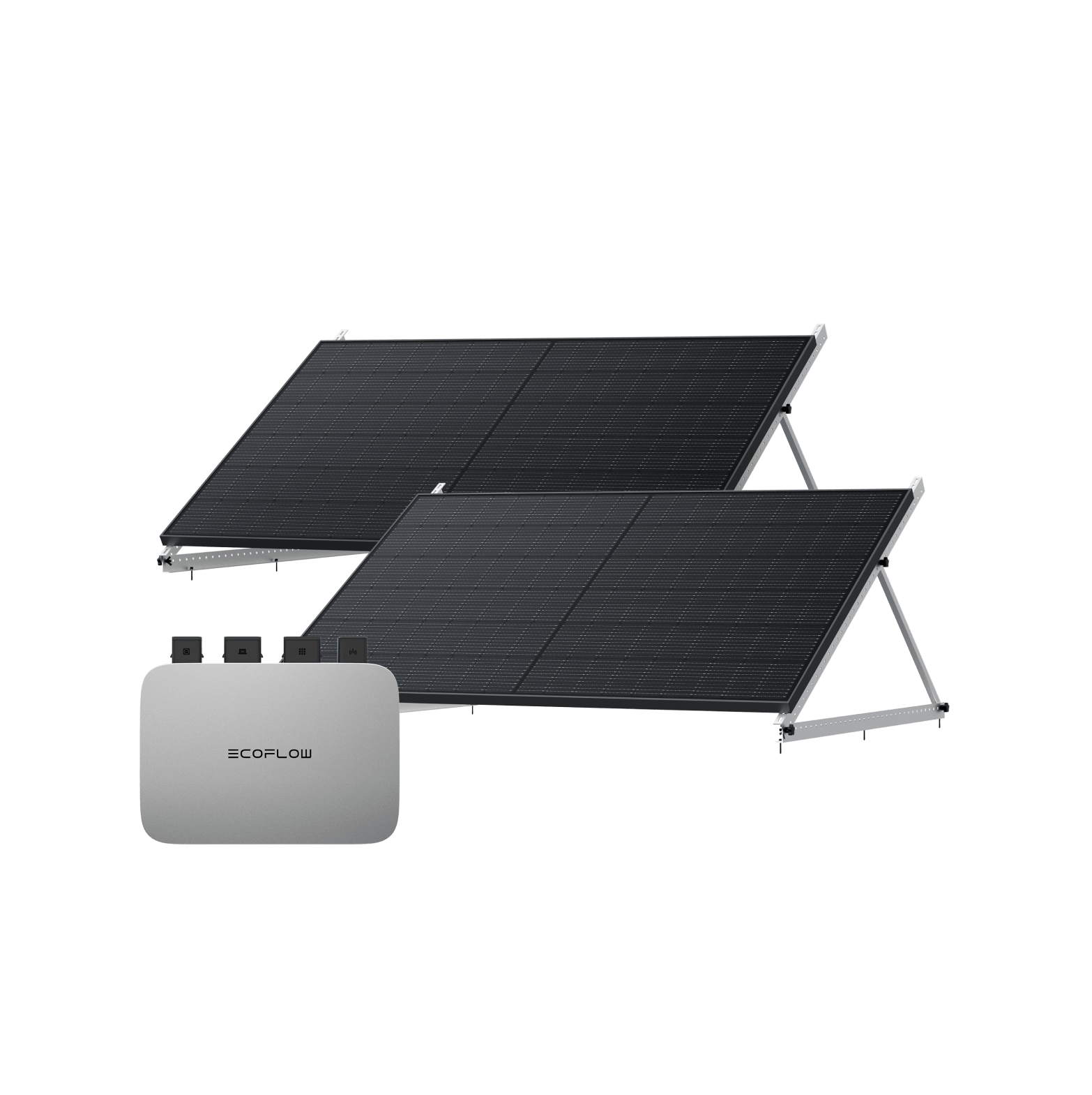 EcoFlow PowerStream Balkonkraftwerk 600W/800W - 400W Starres Solarpanel 600W + 2x 400W Starres Solarpanel (mit 4 x Montagefüße) / 2 x 50" Kipphalterung / 0 % MwSt.