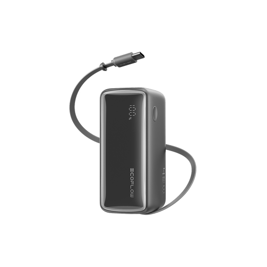 EcoFlow RAPID Power Bank (10K, 45W, Retractable Cable) Noir