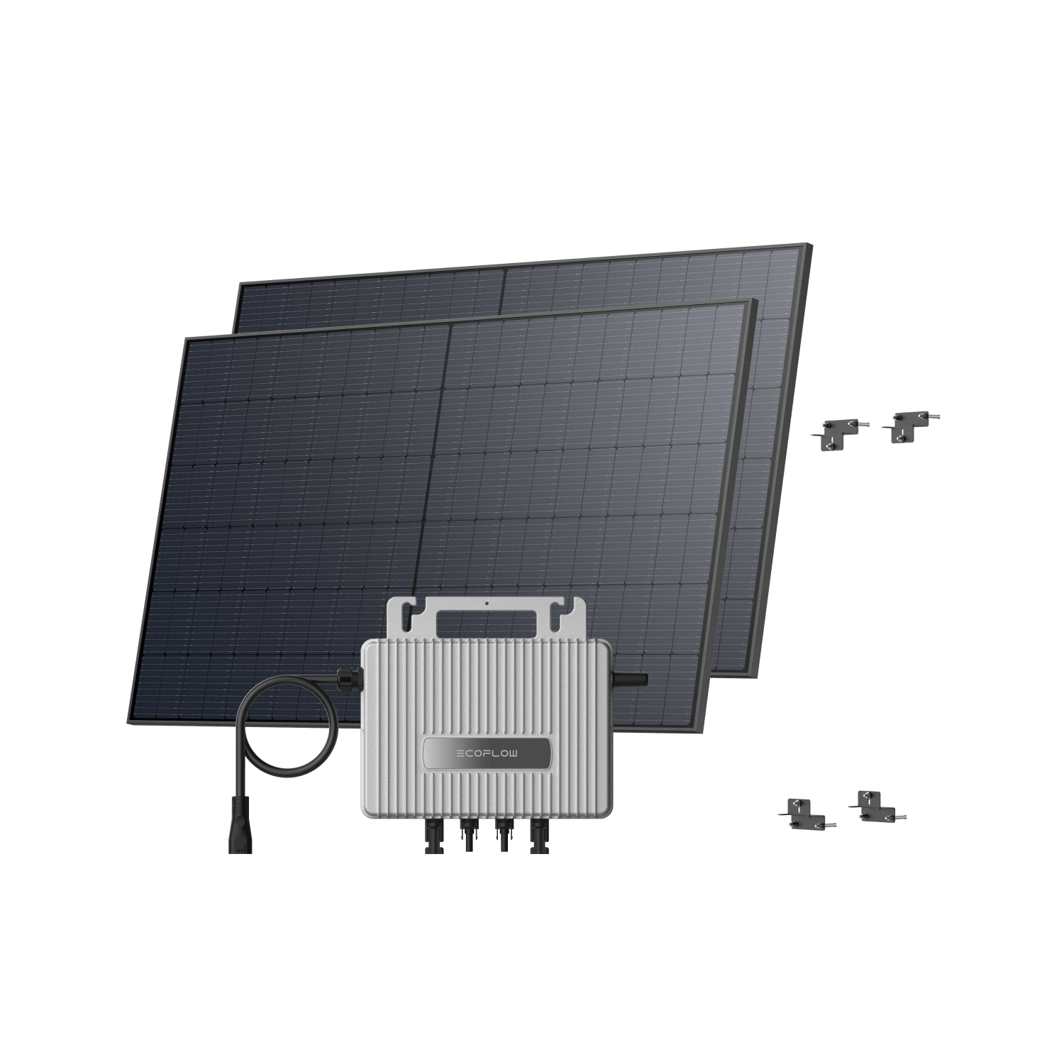 EcoFlow STREAM Adjustable Facade Kit 90° Wall / (1040Wp) 2 _ 520W Rigid Solar Panel + STREAM Microinverter / Bracket: Facade