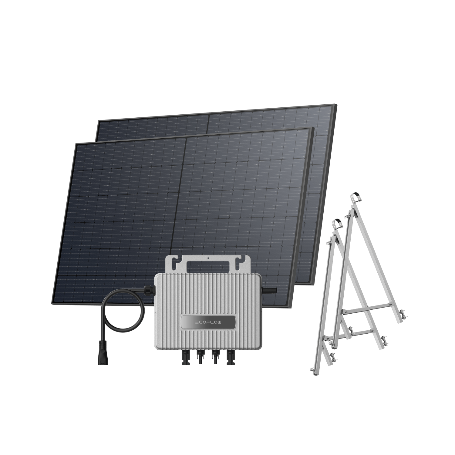 EcoFlow STREAM Balcony Kit Glass Balcony / (1040Wp) 2 × 520W Rigid Solar Panel + STREAM Microinverter / Bracket: Semi-enclosed Balcony