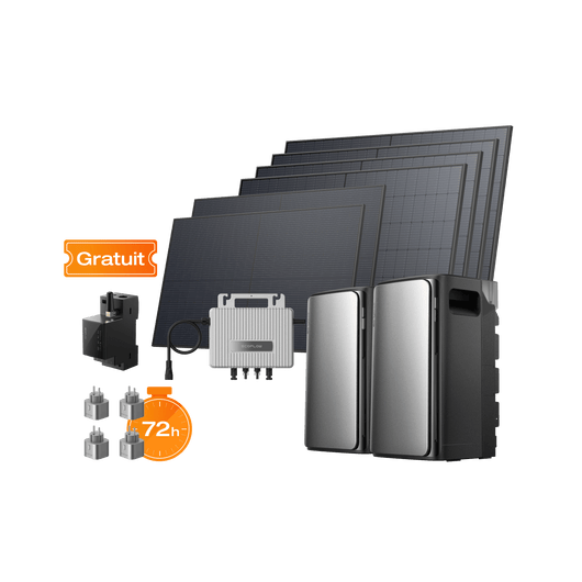 EcoFlow STREAM Ultra/Pro STREAM Ultra / STREAM AC Pro + 4 panneaux solaires rigides 520 W + 2 panneaux solaires rigides 450 W + Micro-onduleur STREAM