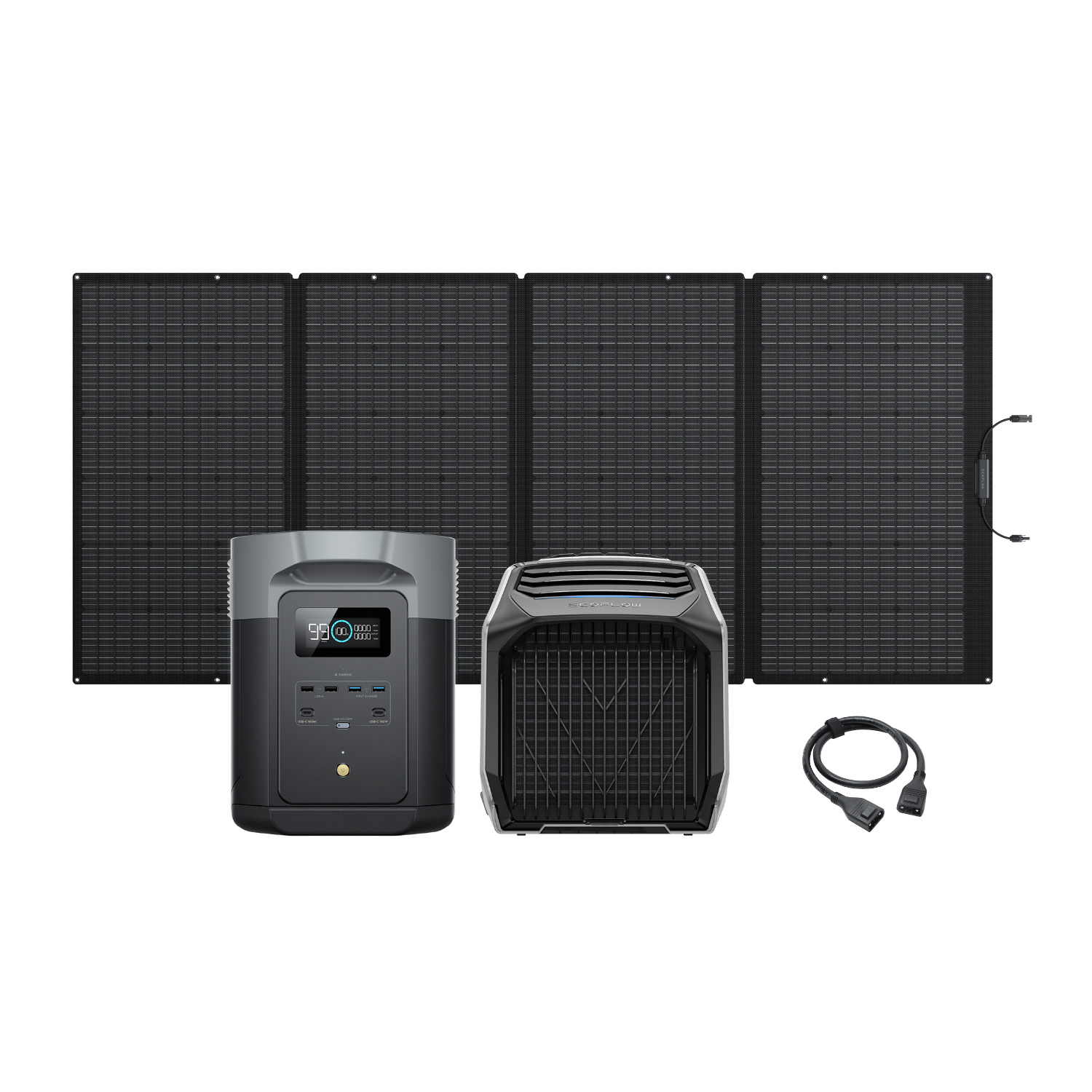 EcoFlow WAVE 2 + DELTA 2 Max + Panel Solar Portátil EcoFlow de 400 W + XT150