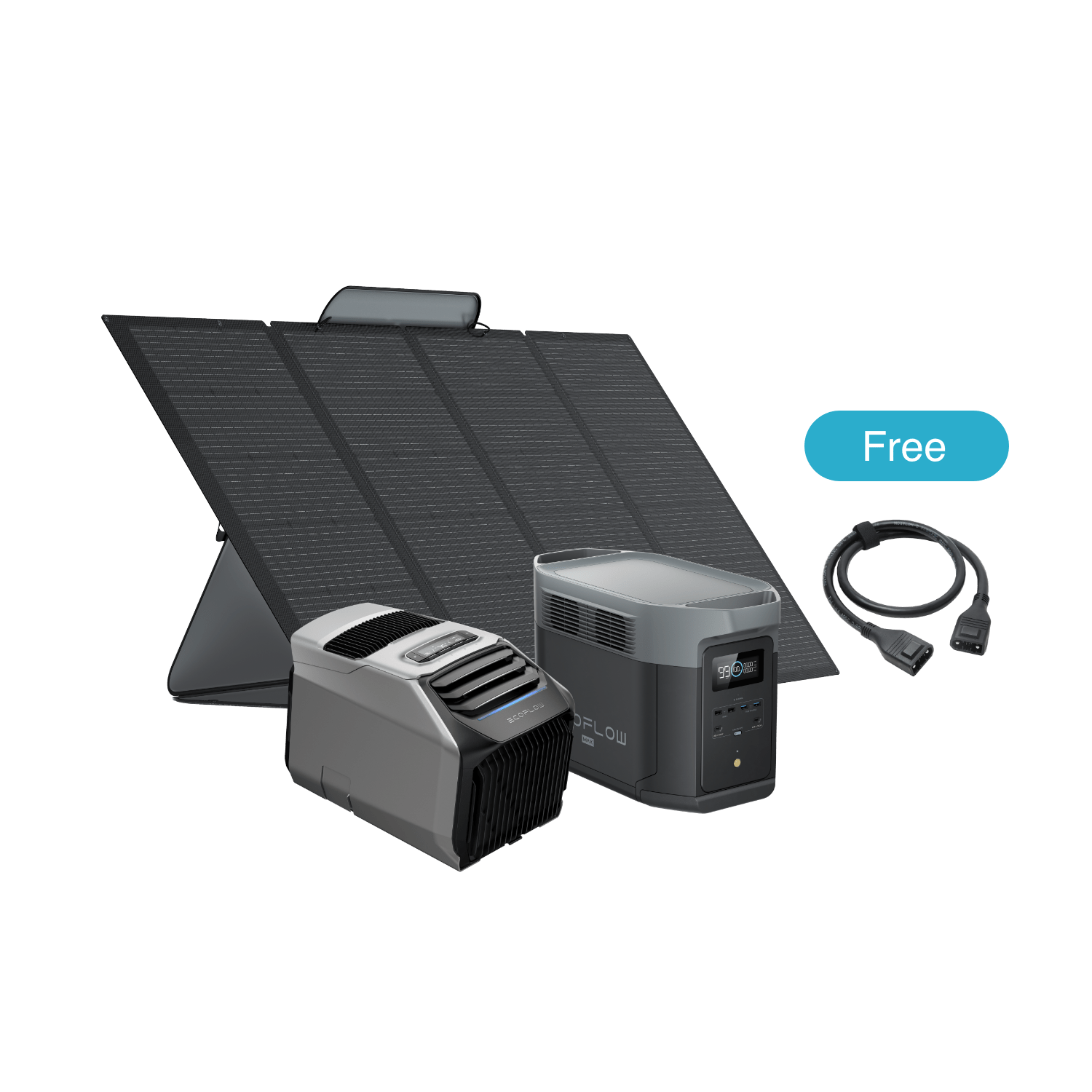 EcoFlow WAVE 2 + DELTA 2 Max + Panel Solar Portátil EcoFlow de 400 W + XT150