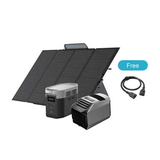 EcoFlow WAVE 2 + DELTA 2 Max + Panel Solar Portátil EcoFlow de 400 W + XT150