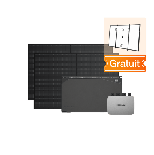 Kit solaire pour balcon EcoFlow PowerStream avec une batterie étanche 2 kWh/5 kWh PowerStream 800 W / Avec une batterie étanche 5 kWh + 2x 400 W Panneau solaire rigide