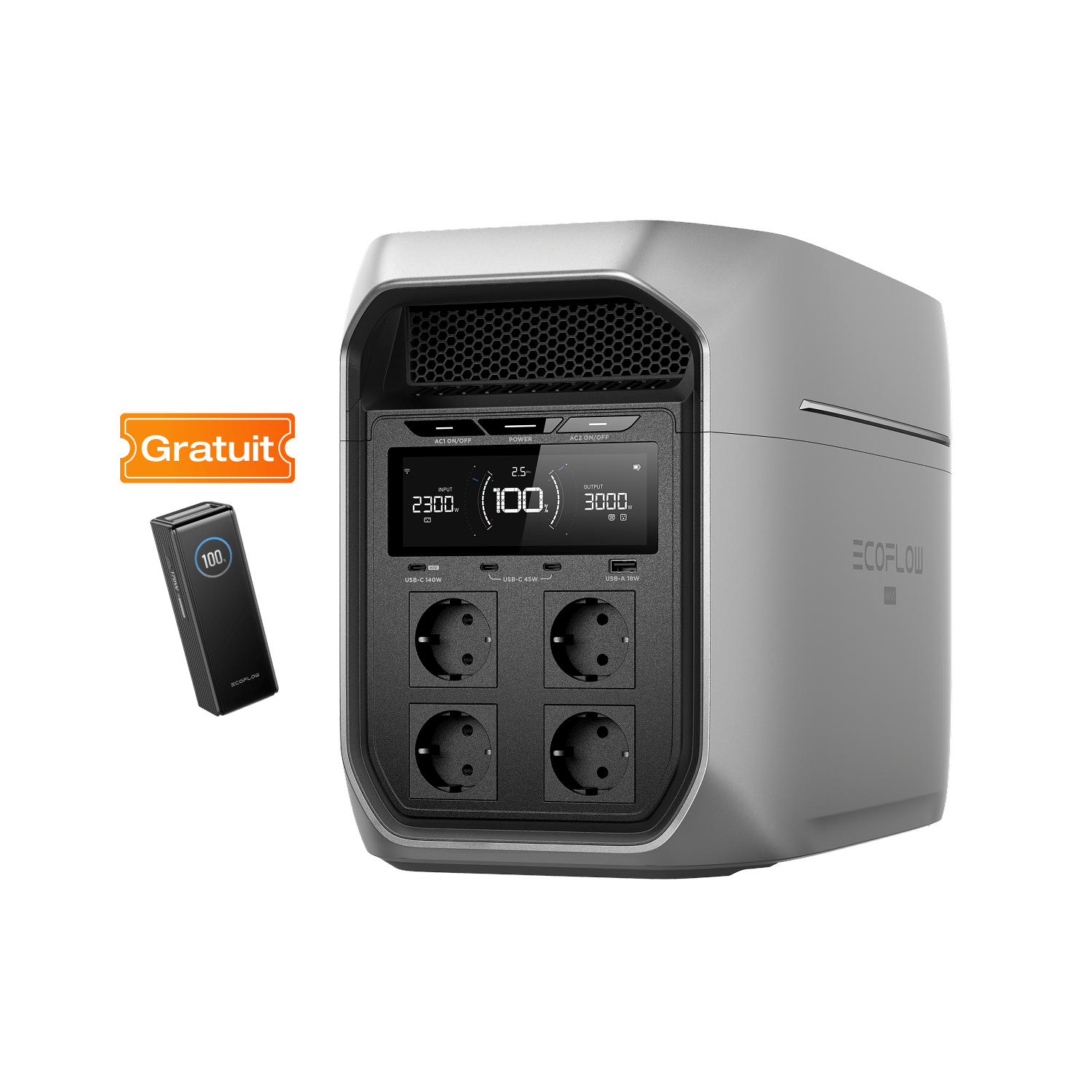 Station électrique portable de la gamme EcoFlow DELTA 3 Max (2 048 Wh) DELTA 3 Max Plus (2 048 Wh) / Sans accessoire