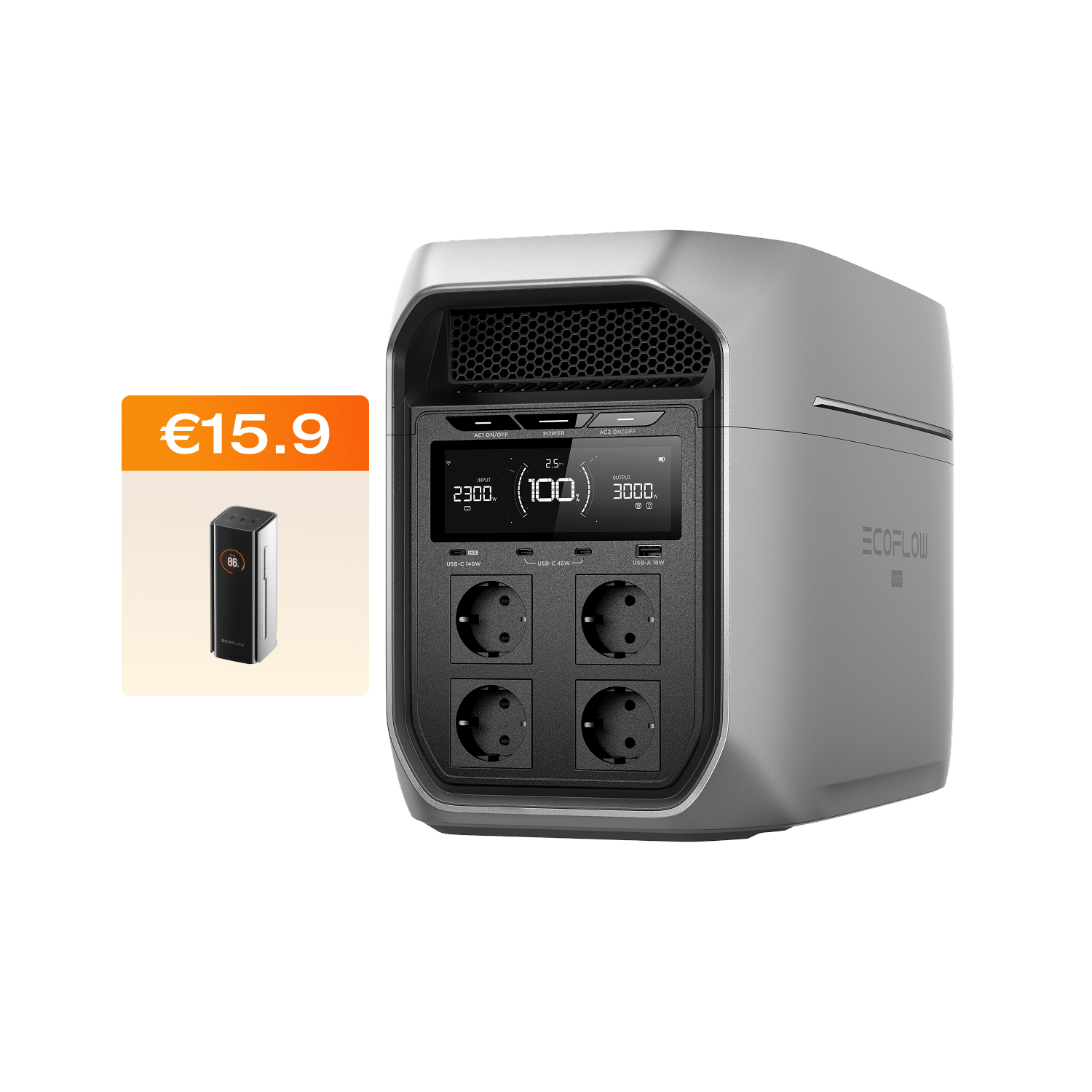 Station électrique portable de la gamme EcoFlow DELTA 3 Max (2 048 Wh) DELTA 3 Max Plus (2 048 Wh) / RAPID Pro 20000mAh