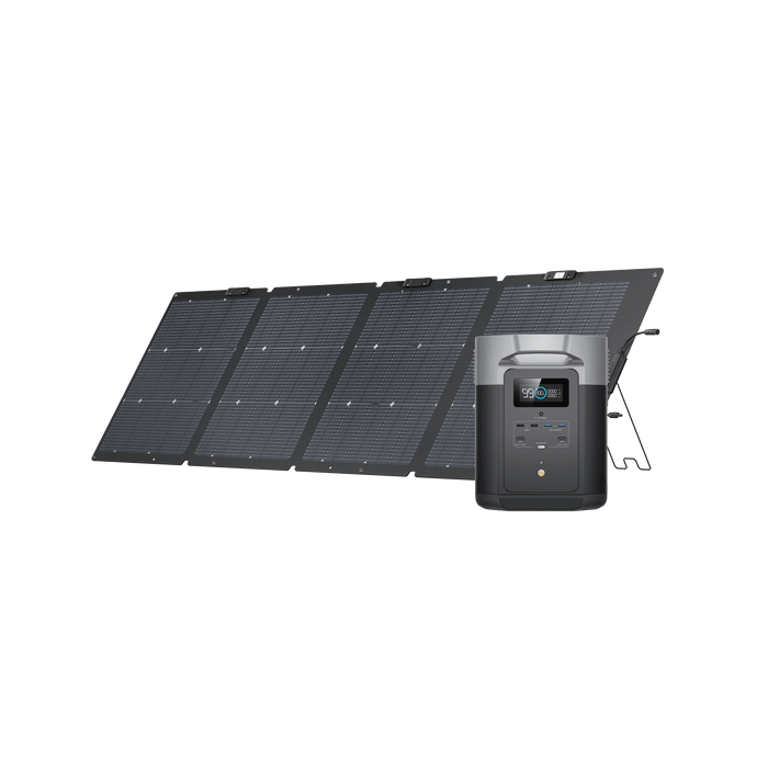 Station électrique portable EcoFlow DELTA Max 2000 + Panneau solaire portable bifacial NextGen 220 W