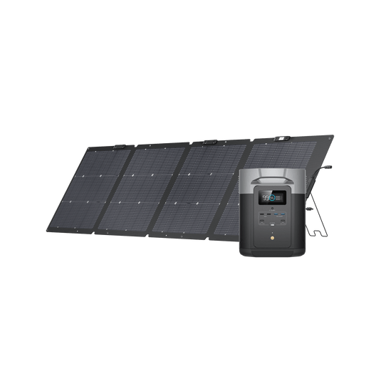 Station électrique portable EcoFlow DELTA Max 2000 + Panneau solaire portable bifacial NextGen 220 W