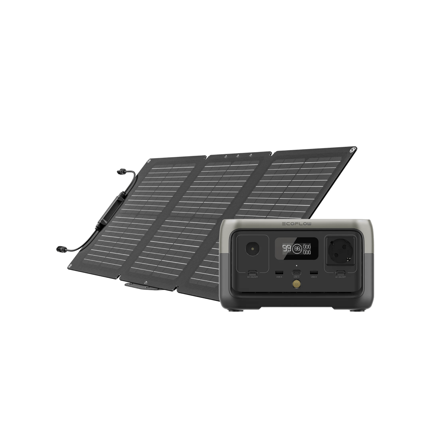 Station électrique portable EcoFlow RIVER 2 RIVER 2 + Panneau solaire portable 60 W