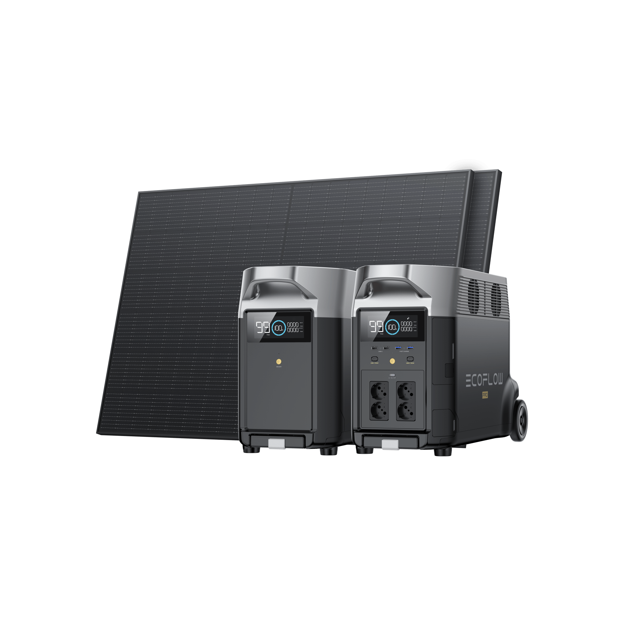 EcoFlow DELTA Pro + Panneaux solaires rigides 400 W 2 / Avec batterie supplémentaire