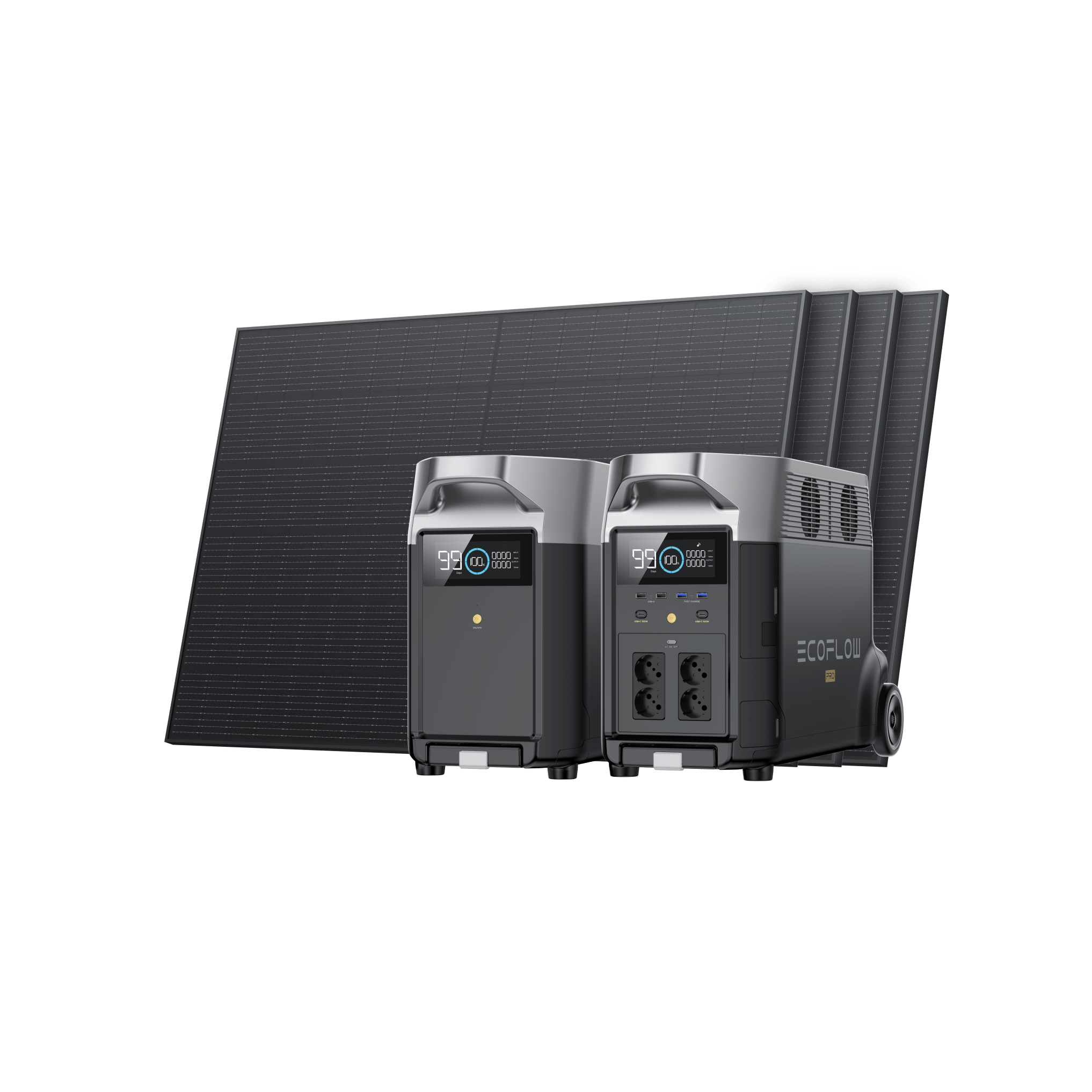 EcoFlow DELTA Pro + Panneaux solaires rigides 400 W 4 / Avec batterie supplémentaire